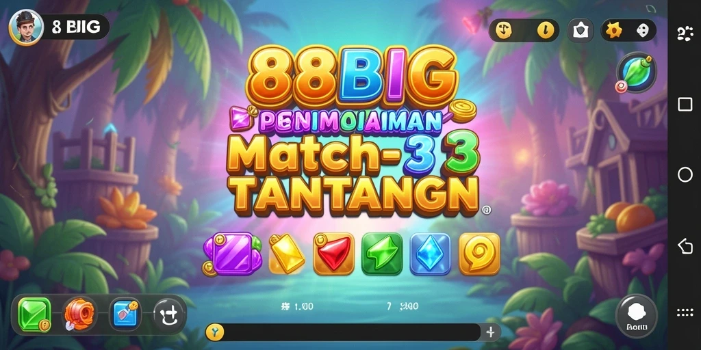 Tampilan gameplay seru dari 88BIG dalam permainan Match-3.