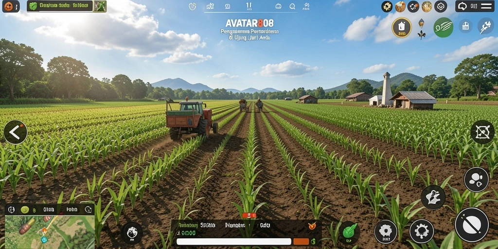 Tangkapan layar gameplay seru di AVATAR808 saat bertani.