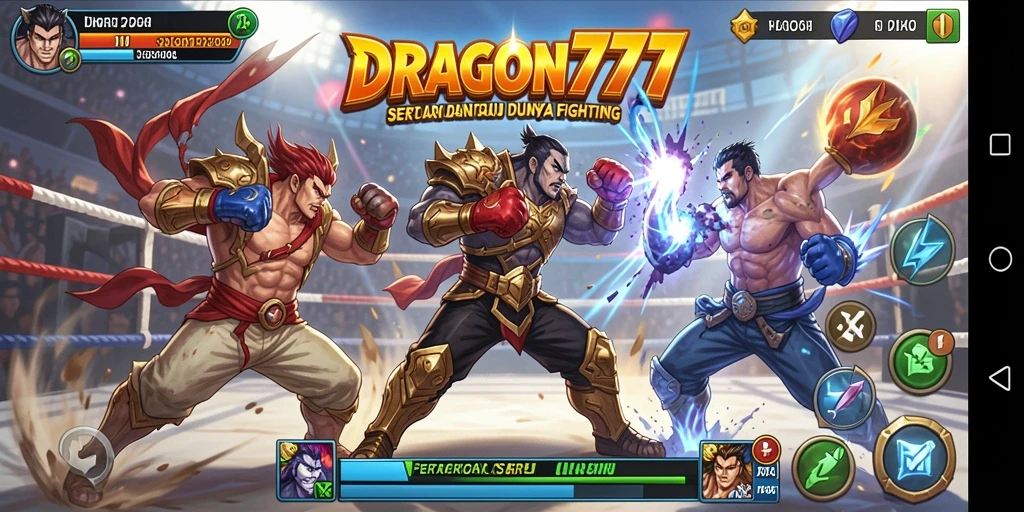 Screenshot aksi mendebarkan dalam game Fighting DRAGON777.