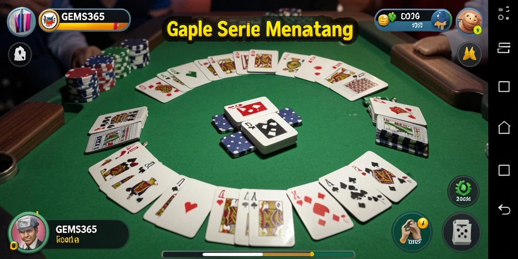 Screenshot GEMS365 menampilkan aksi seru permainan Gaple.