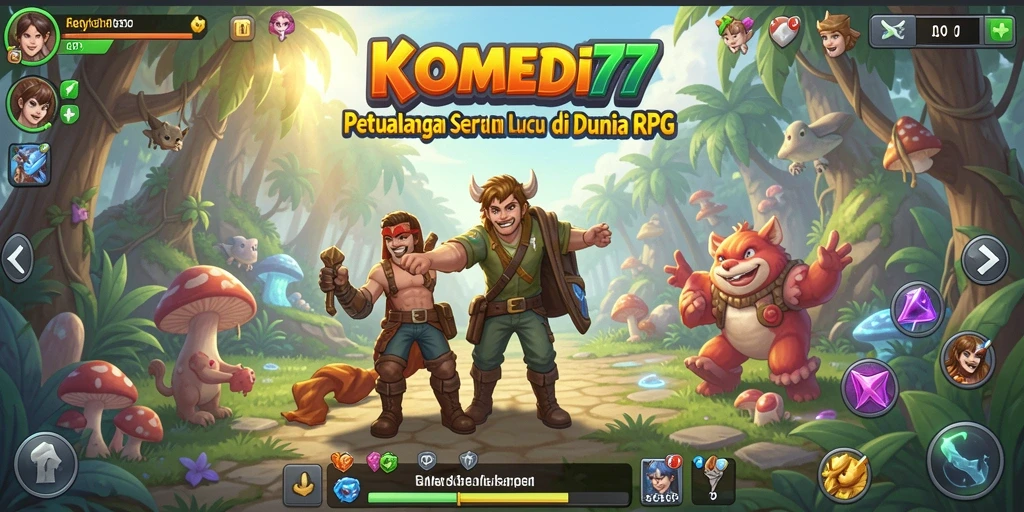 Screenshot menampilkan gameplay seru dan lucu di dunia KOMEDI77.