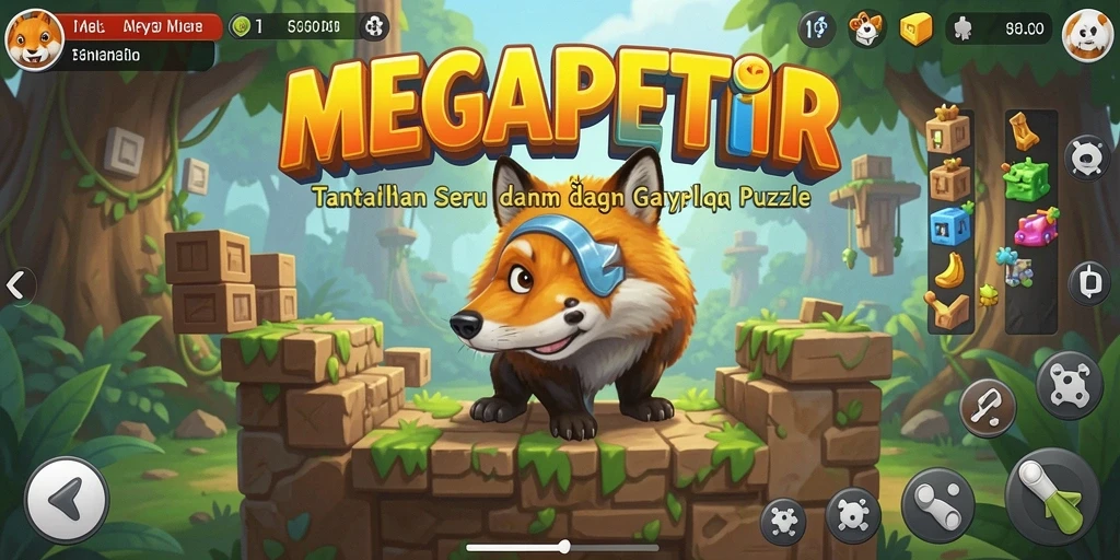 Screenshot gameplay MEGAPETIR menampilkan tantangan puzzle seru.