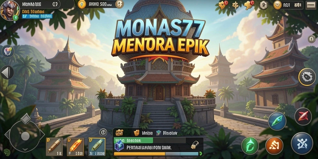 Tampilan gameplay <strong>MONAS77</strong> yang memukau dalam pertempuran Tower Defense.
