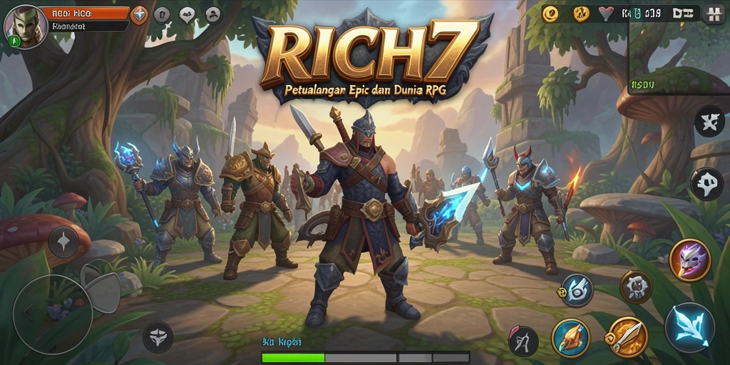 Screenshot RICH7 menampilkan aksi pertempuran RPG yang mendetail.