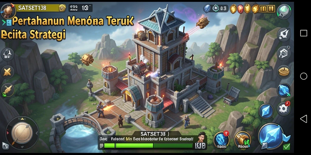 Gameplay menantang SATSET138 dengan menara dan musuh beragam.