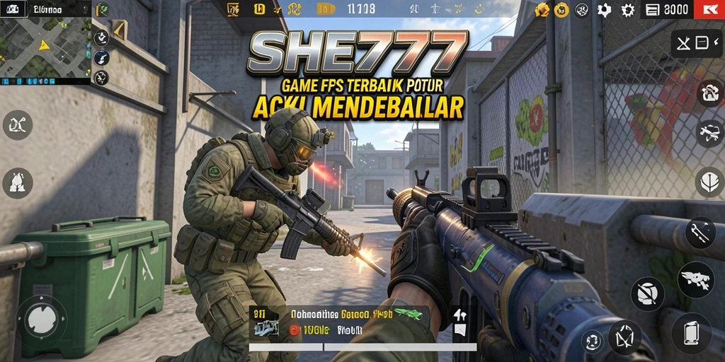 Tangkapan layar utama menunjukkan aksi seru dalam gameplay FPS.