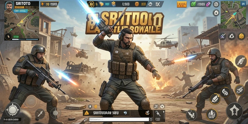 Tampilan seru gameplay SRITOTO dalam pertempuran Battle Royale.