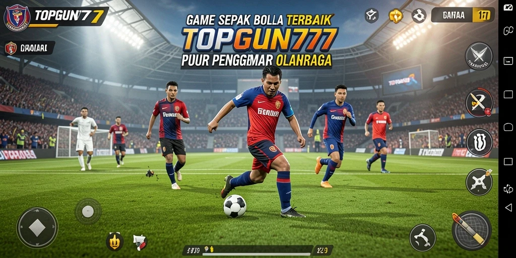 Tampilan gameplay seru dari game TOPGUN77 dengan aksi pemain sepak bola.