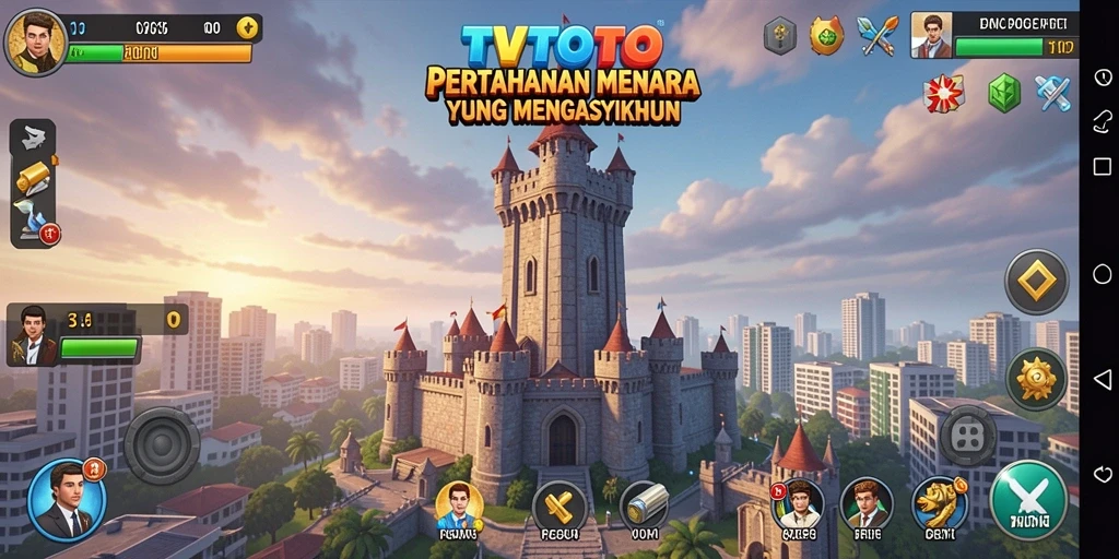 Tampilan menarik dari gameplay Tower Defense di TVTOTO