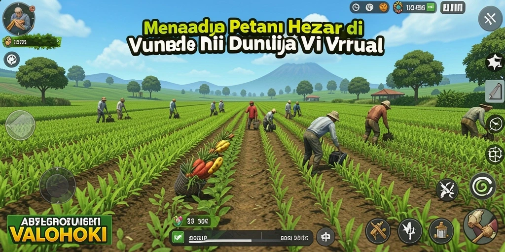 Tangkapan layar gameplay VALOHOKI menampilkan proses bertani yang menyenangkan.